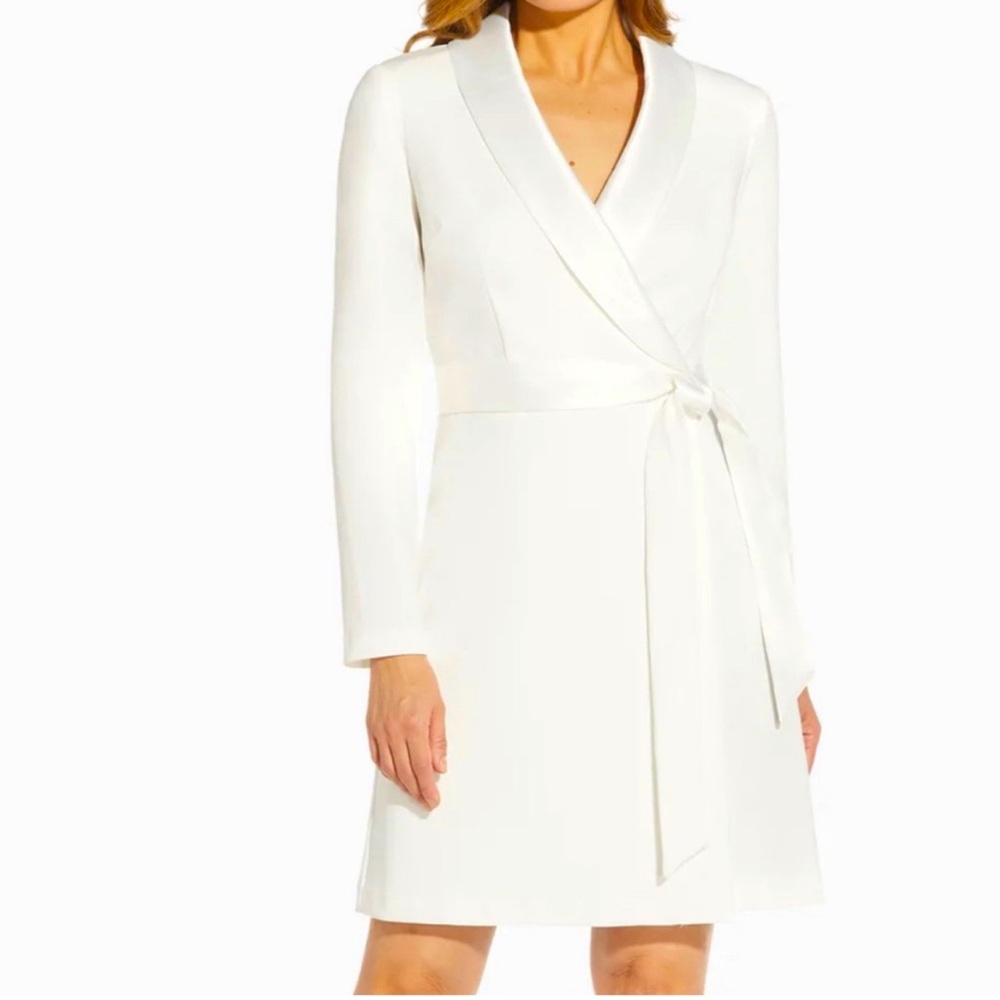 Adrianna Papell white tuxedo dress. size 10